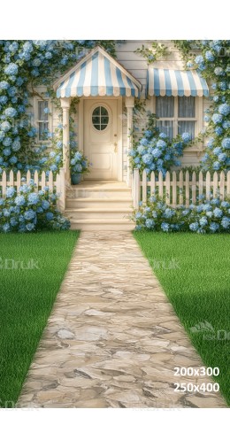 Tło fotograficzne „Weranda wśród niebieskich hortensji” | E629